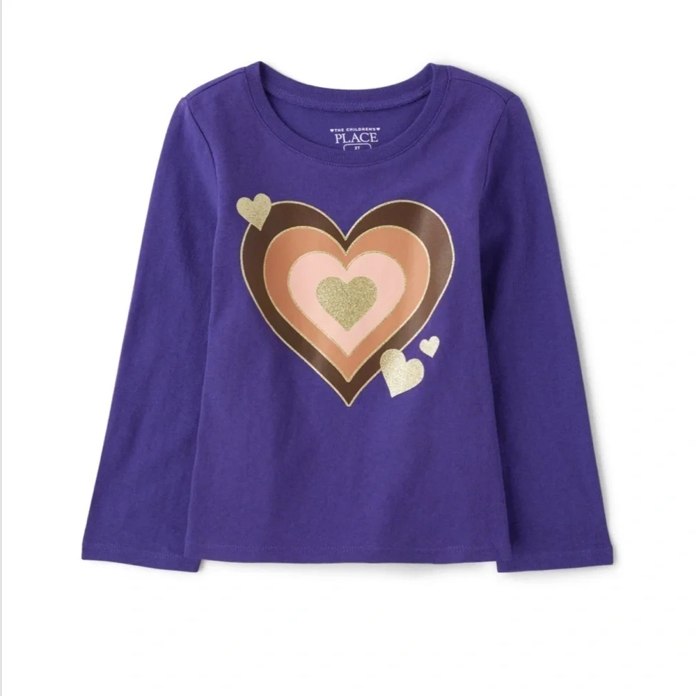 Toddler Girls Hearts Graphic Tee - Solar Storm NWT